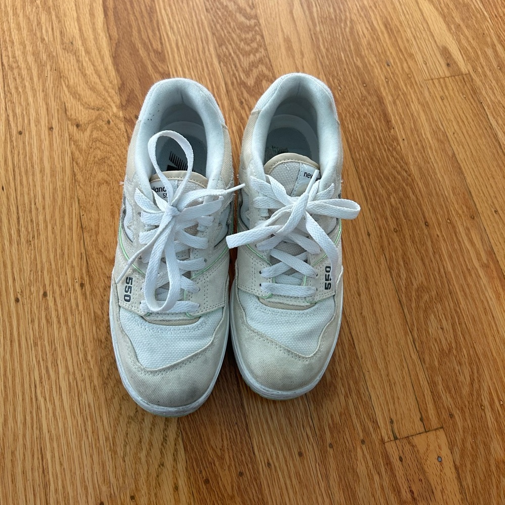 New Balance White and Cream Sneakers